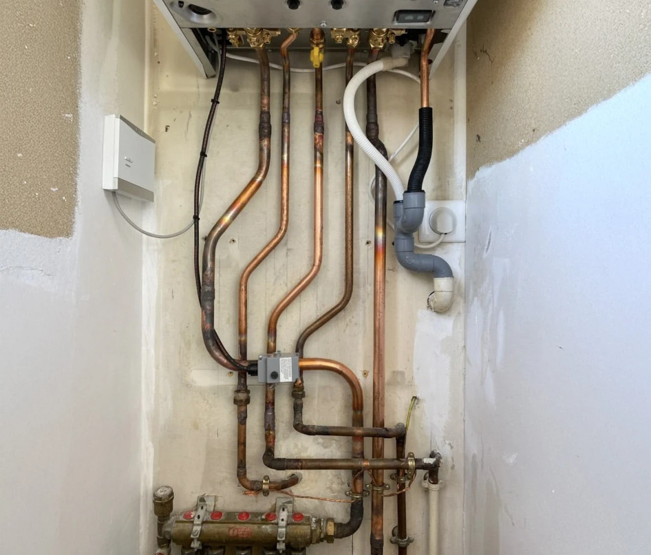 Cave technique avec installation de chauffage moderne